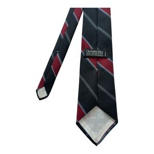 Christian Dior Striped Red Navy Tie